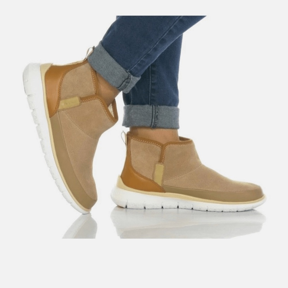 Cole Haan‎ Zerogrand Water Resistant Bootie Birch Beige Suede Leather Women’s 9B